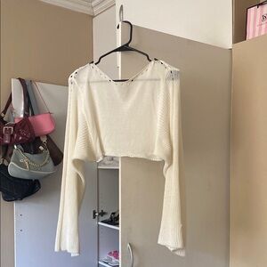 White Knit Cropped Sweater